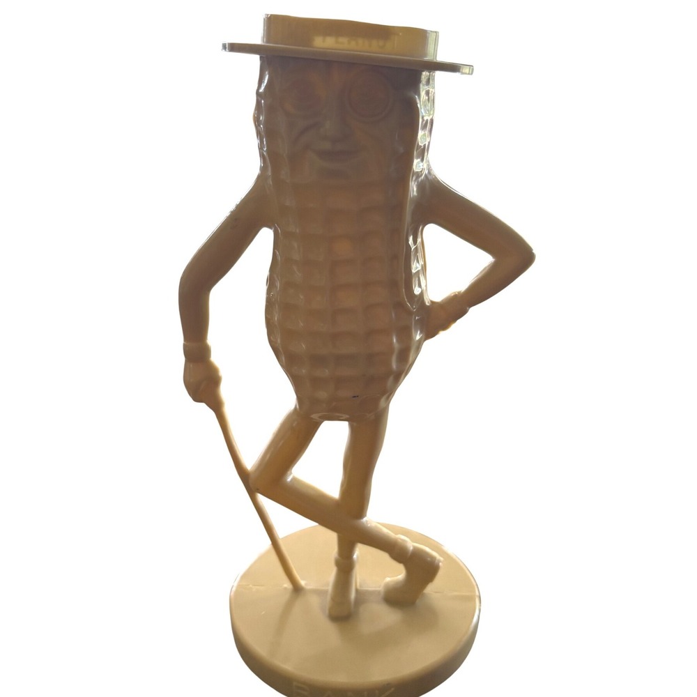 Planters Mr Peanut Plastic Coin‎ Bank Tan Advertising Mascot Made in USA *No hat